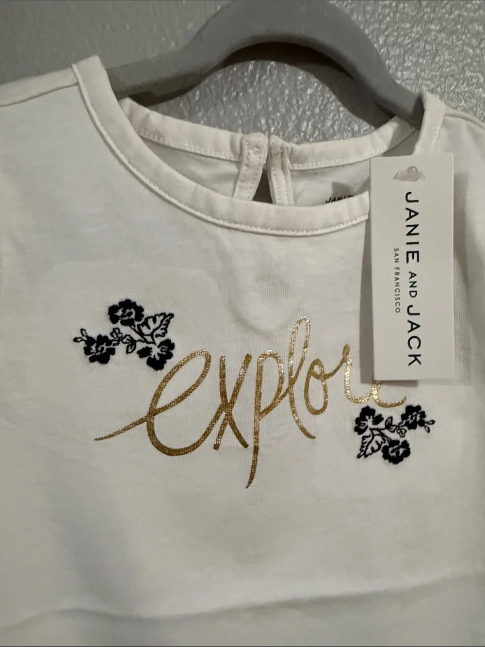 Janie and Jack size 4 girls short sleeve t shirt white cotton explore new